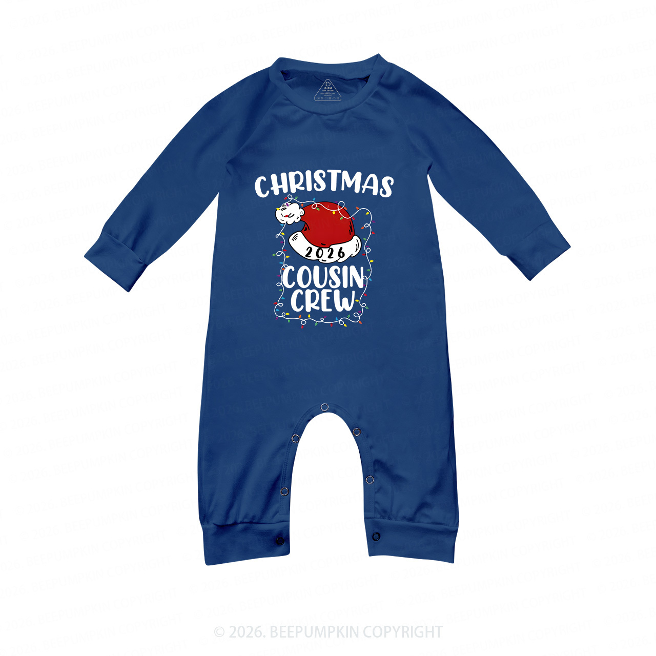 2026 Cousin Crew Santa Hat ChristmasFamily Matching Blue Pajamas Beepumpkin