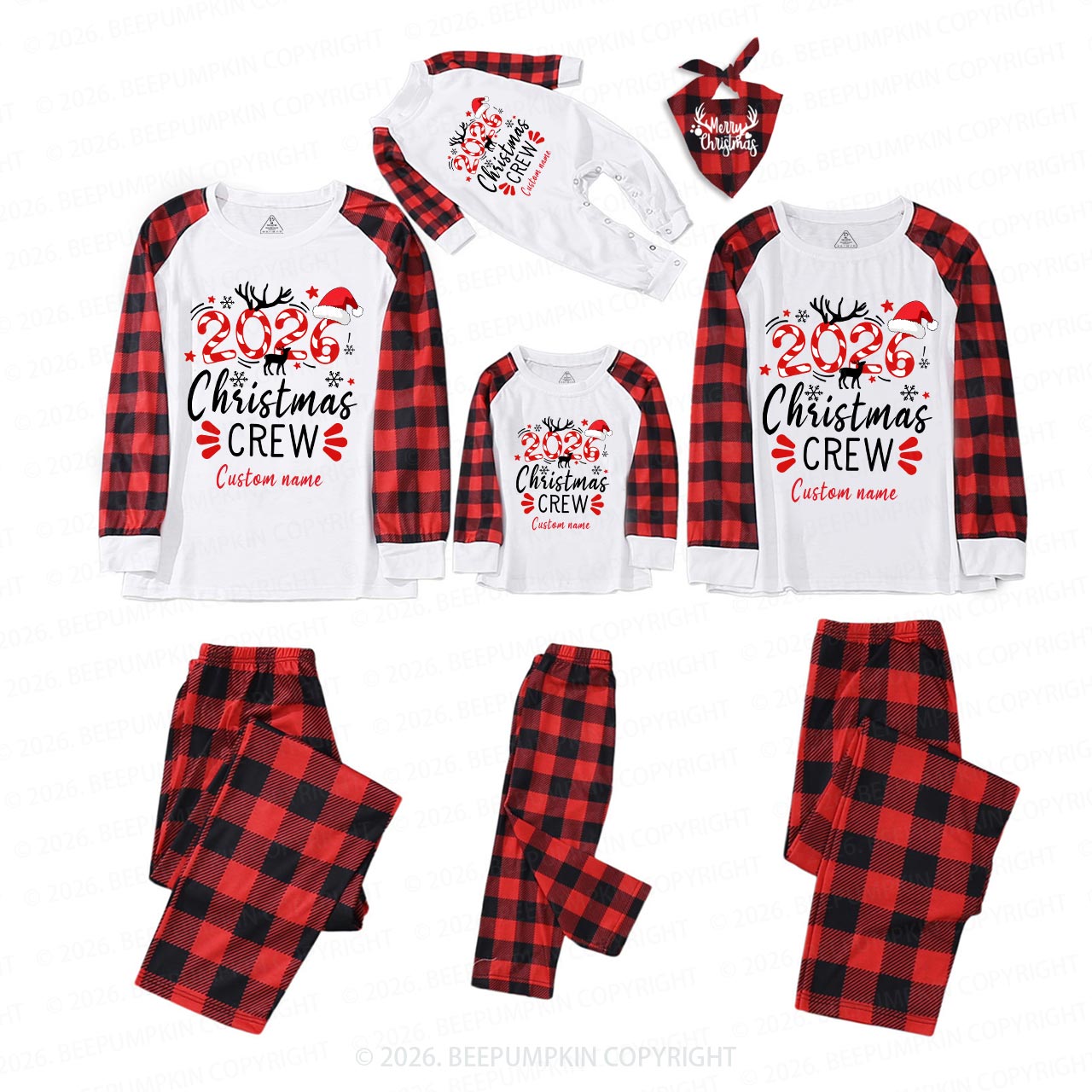 2026 Candy Cane Personalized Christmas Crew Family Matching Pajamas Beepumpkin