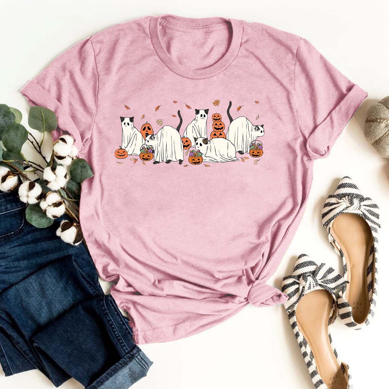 Halloween Spooky Season Ghost Cats T-shirt