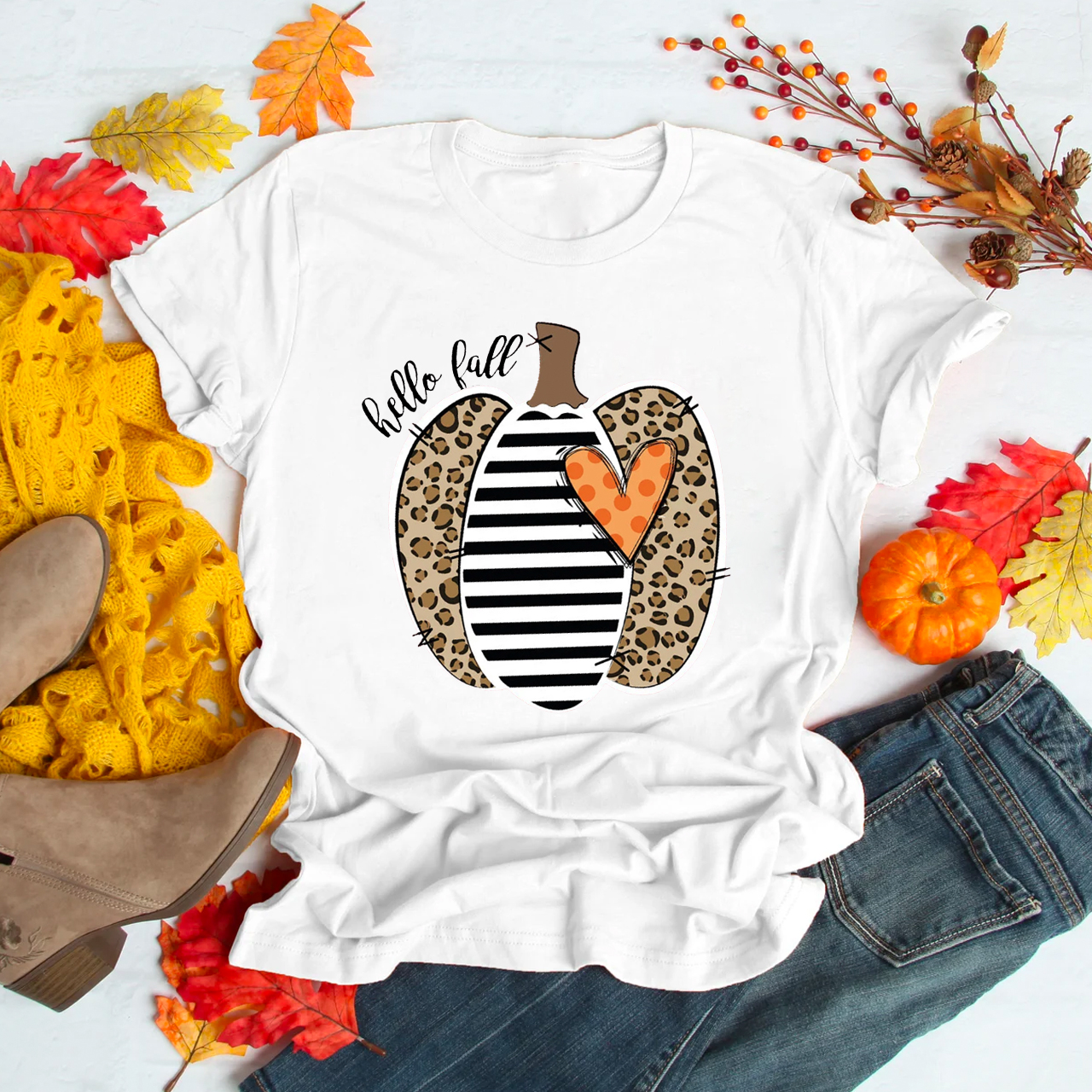 Cute Fall Graphic Pumpkin Shirt For Her