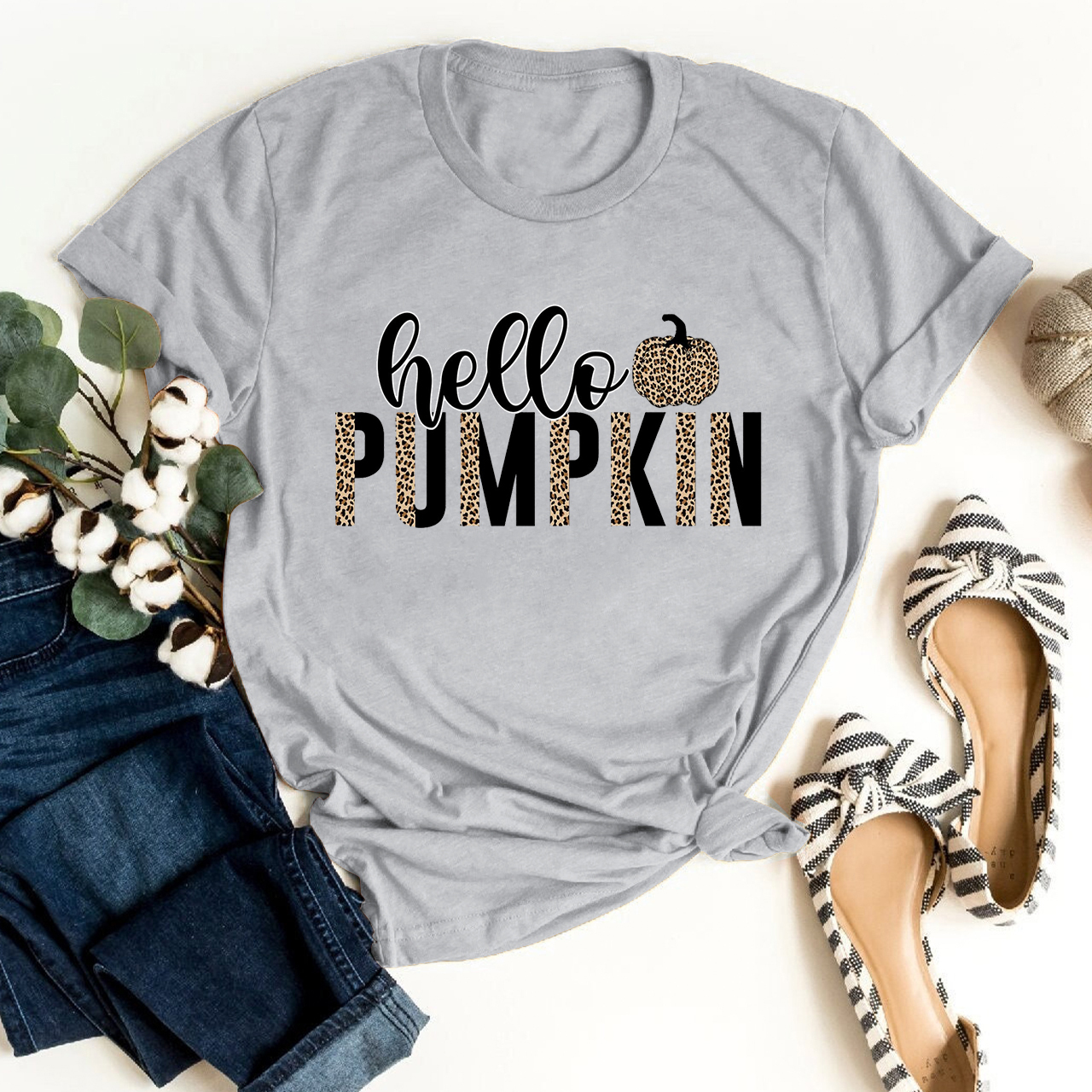Hello Pumpkin Leopard Print Shirt For Her