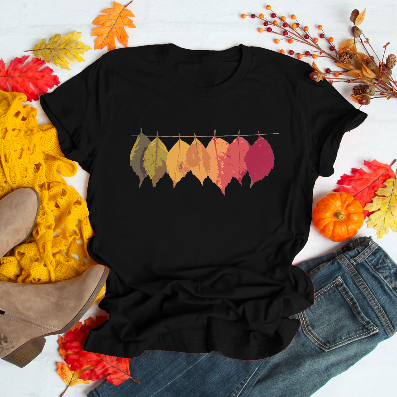 Fall Colorful Leaf Shirt For Her
