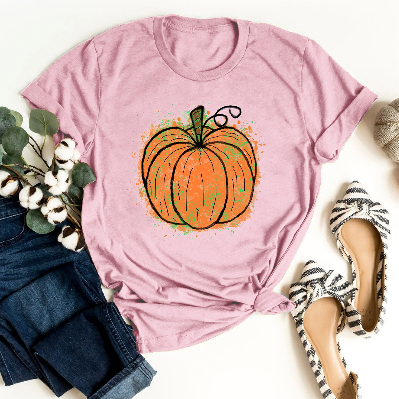 Super Fun Watercolor Pumpkin Tees For Her
