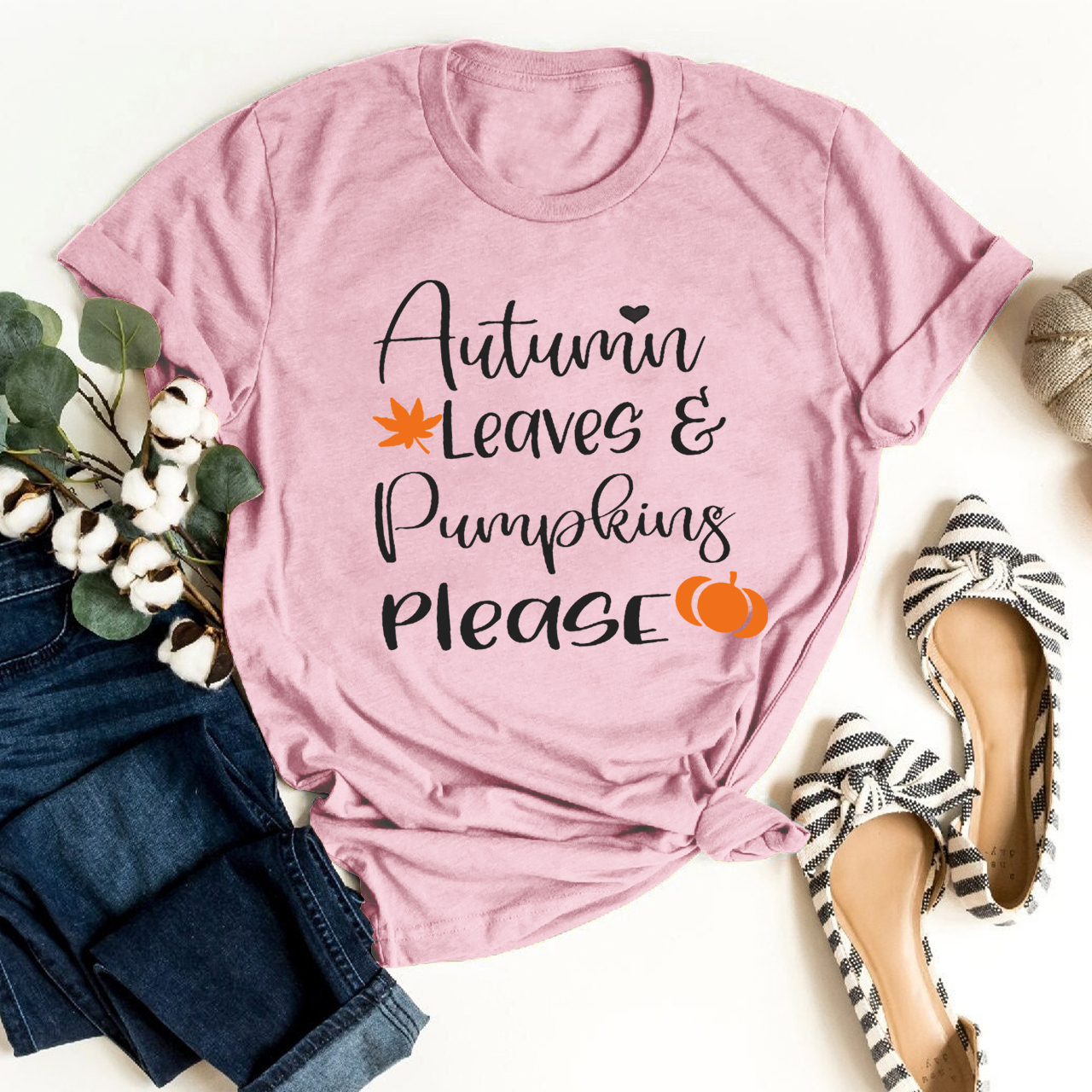 Autumn Leaves and Pumpkins Please Shirt 