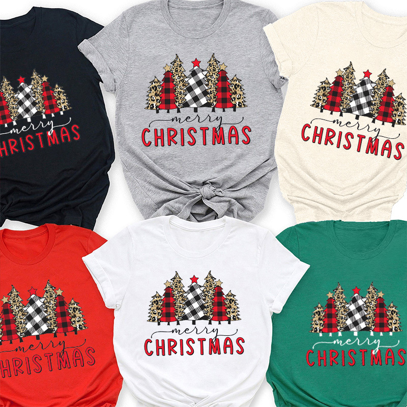Leopard Print Christmas Tree Matching Shirt For Family