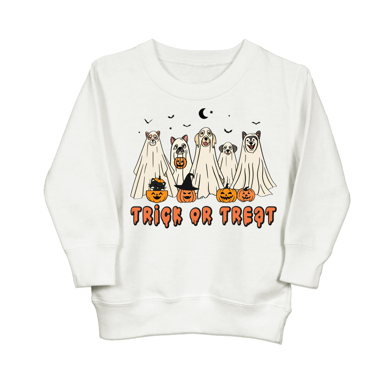 Dogs Trick Or Treat Kids Sweatshirt