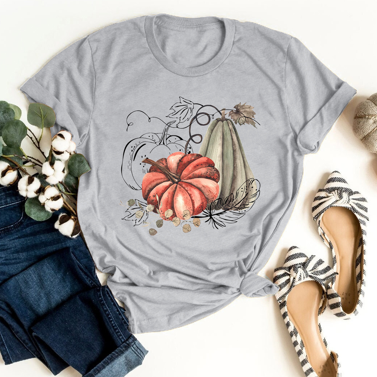 Beautiful Fall Pumpkin And Gourd Shirt For Her