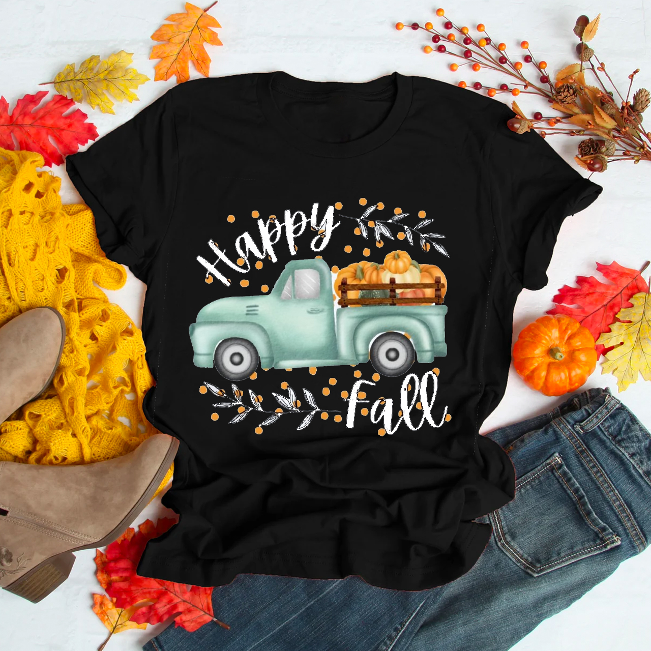 Happy Fall Truck Shirt For Her