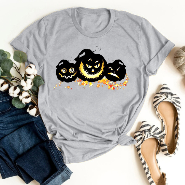 Fun Scary Black Pumpkins Shirt For Her