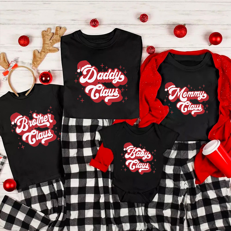 Personalized Retro Family Claus Christmas Group Shirts
