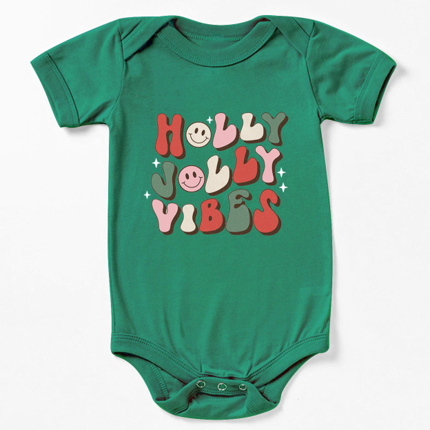 Cute Natural Holly Jolly Vibes Bodysuit For Baby