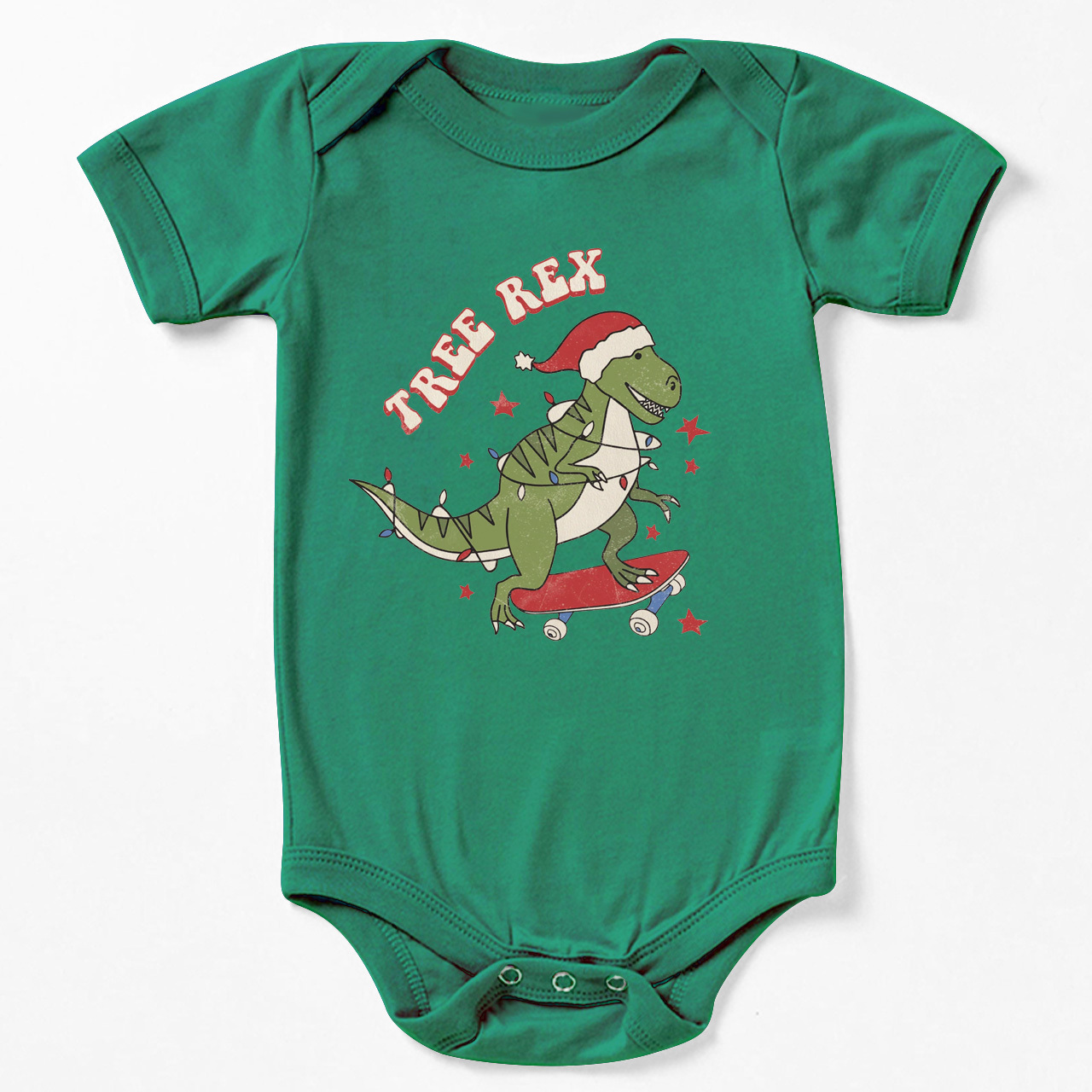 Tree Rex Retro Baby Christmas Bodysuit