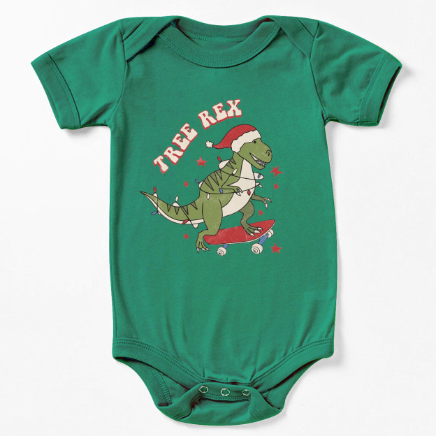Tree Rex Retro Baby Christmas Bodysuit