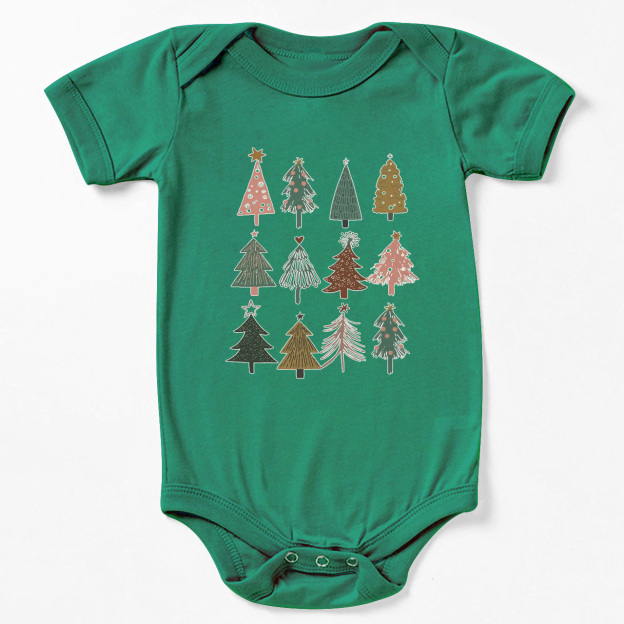 Holiday Natural Christmas Trees Bodysuit For Baby Beepumpkin