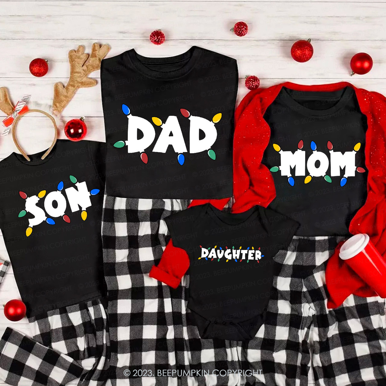 Personalized Christmas Lights Matching Shirts Beepumpkin