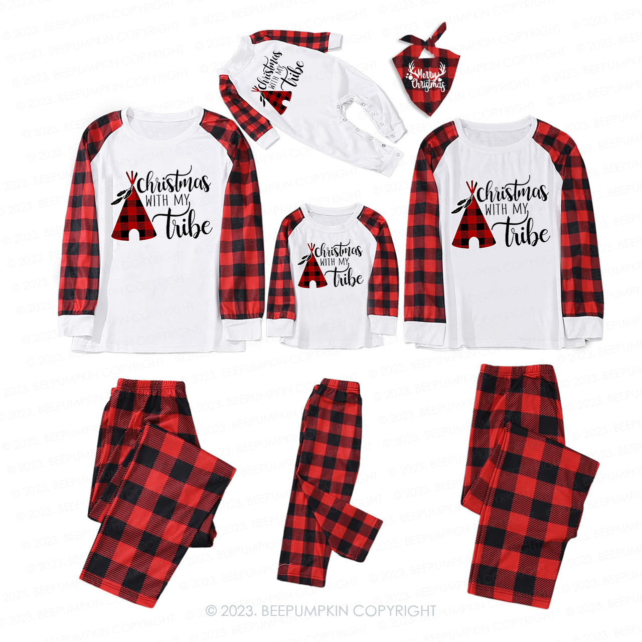 Christmas With My Tribe Family Matching Pajamas Beepumpkin Sale-Beepumpkin™