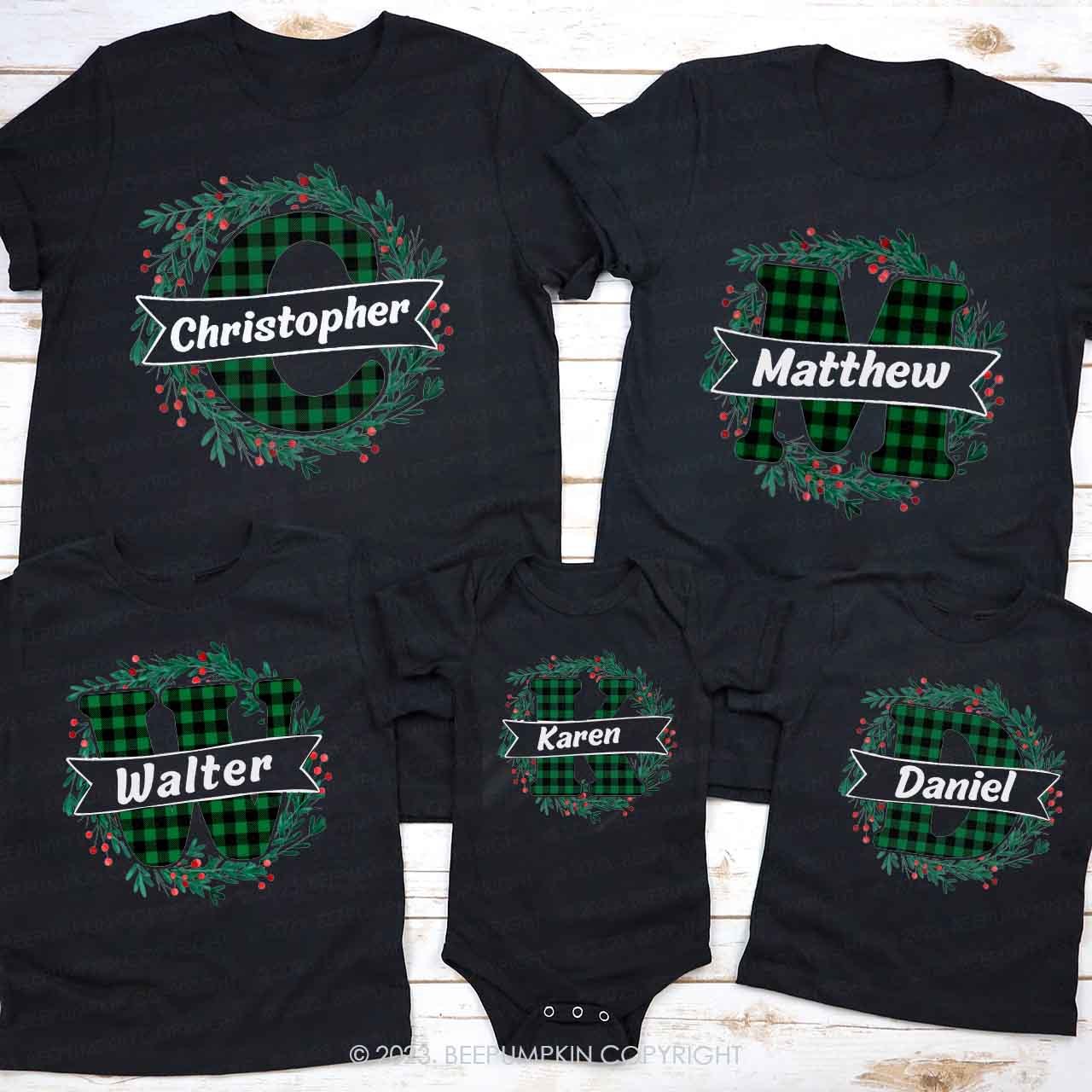 Monogrammed Christmas Family Matching Shirts Beepumpkin