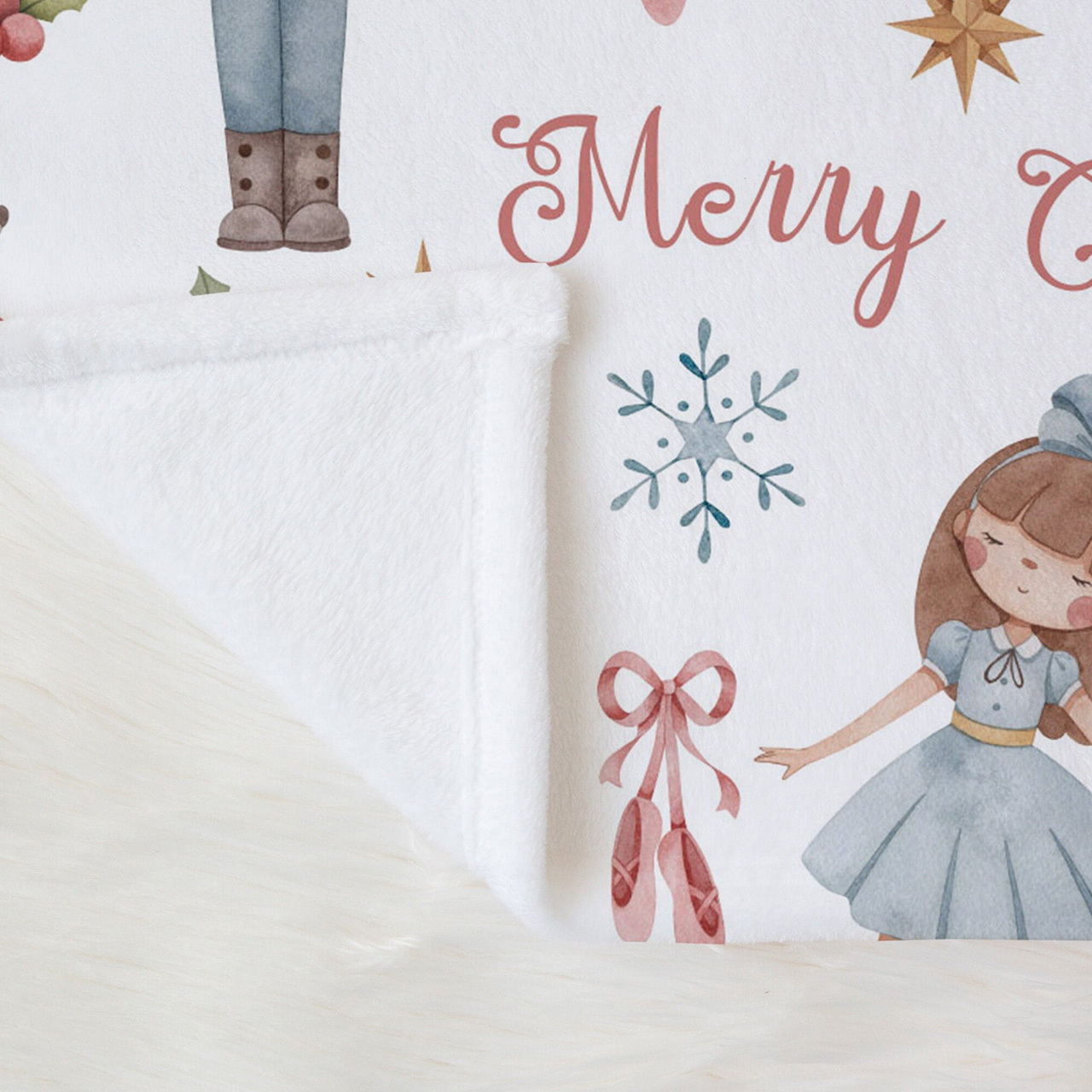 Personalized Nutcracker Christmas Flannel Blanket Beepumpkin