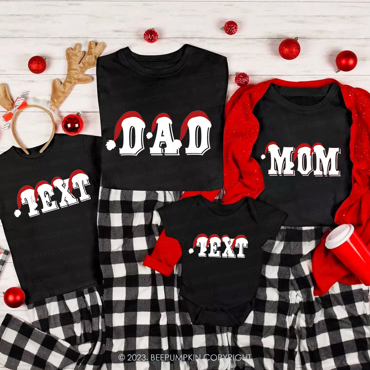 Matching Christmas Family Shirts - Personalized Name Beepumpkin