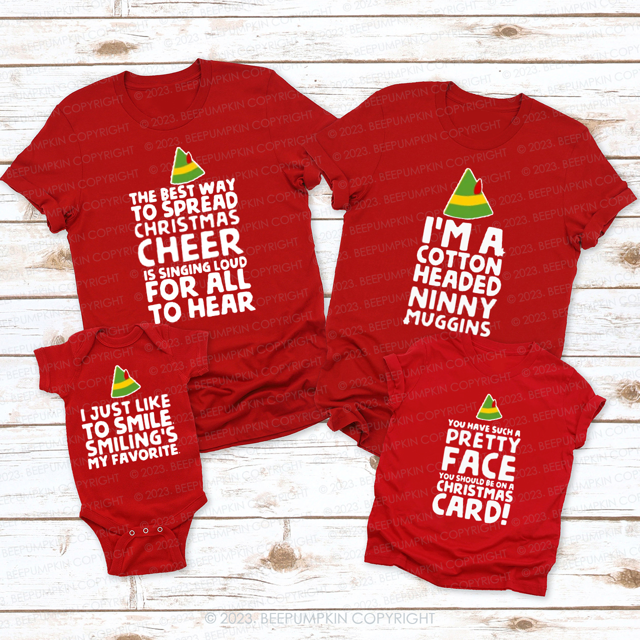 Personalized Cute Elf  Family Christmas Shirts Beepumpkin
