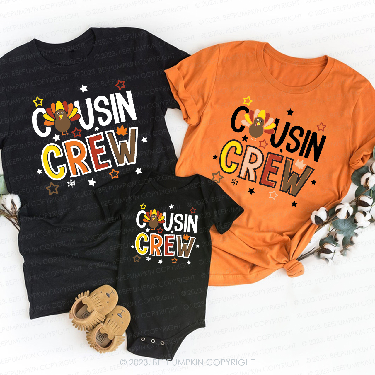 Family Thanksgiving Cousin Crew Matching Shirts Beepumpkin