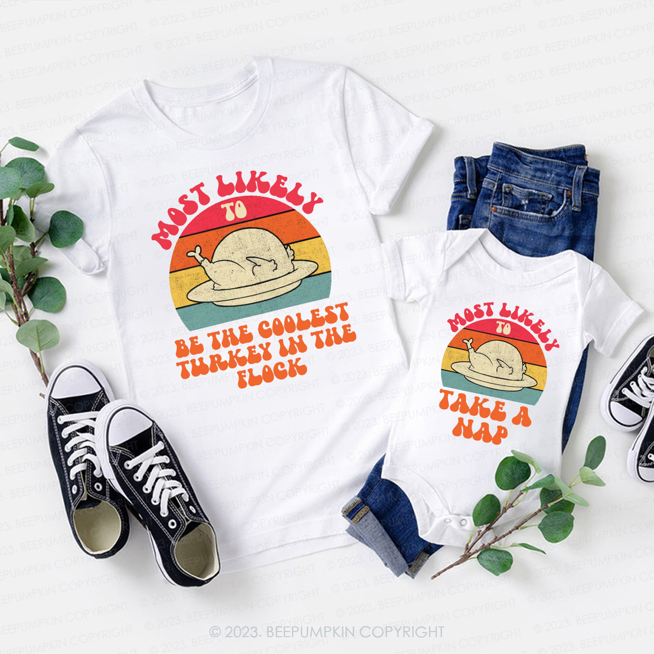 Personalization Most Likely to Thanksgiving Family Shirts Beepumpkin