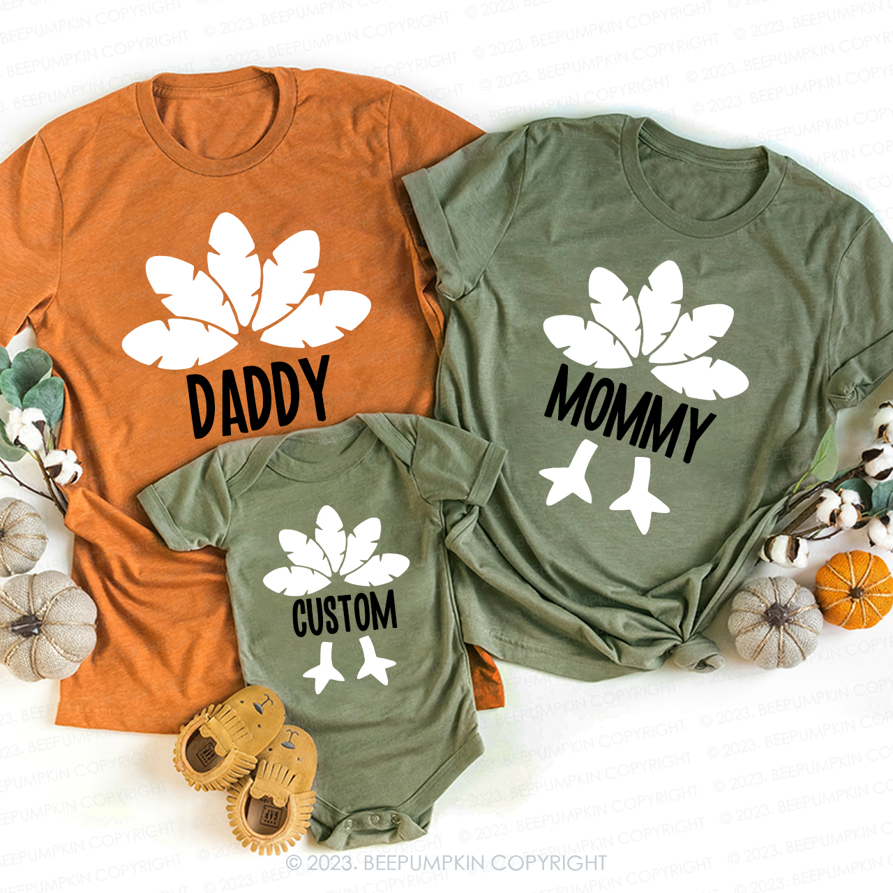 Turkey FamilyThanksgiving Dinner Matching Family Shirts Beepumpkin