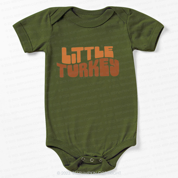 Fall Natural Little Turkey Thanksgiving Bodysuit For Baby Beepumpkin