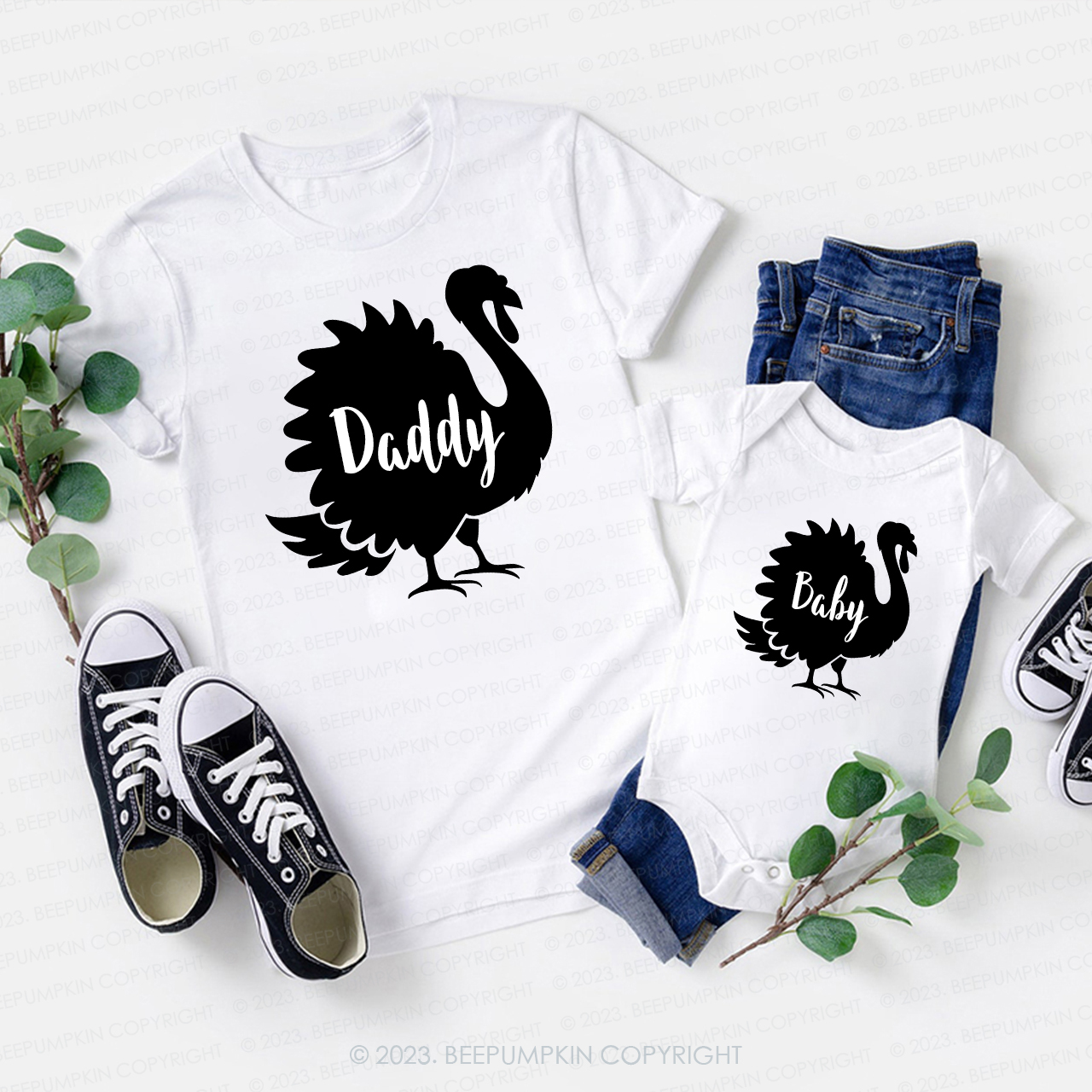 Personalized Thanksgiving Dancing Turkey Family T-shirts Beepumpkin