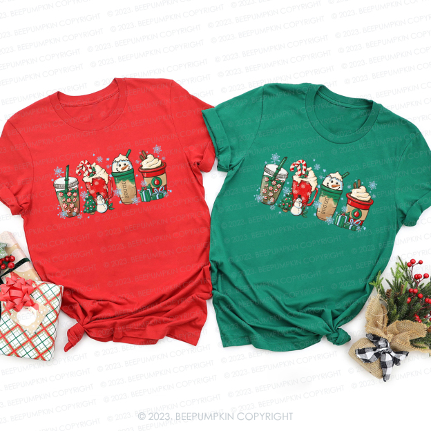 Peppermint Iced Latte Snowmen Christmas Matching Shirt For Family Beepumpkin