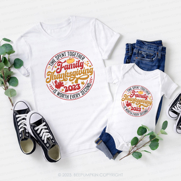 Time Spent Together Family Thanksgiving Family T-shirts Beepumpkin