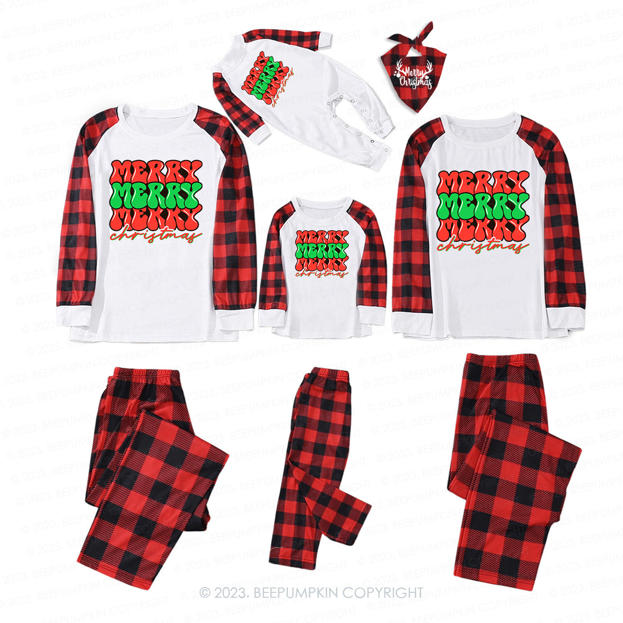 Merry Christmas Happy Christmas Matching Pajamas For Family Beepumpkin