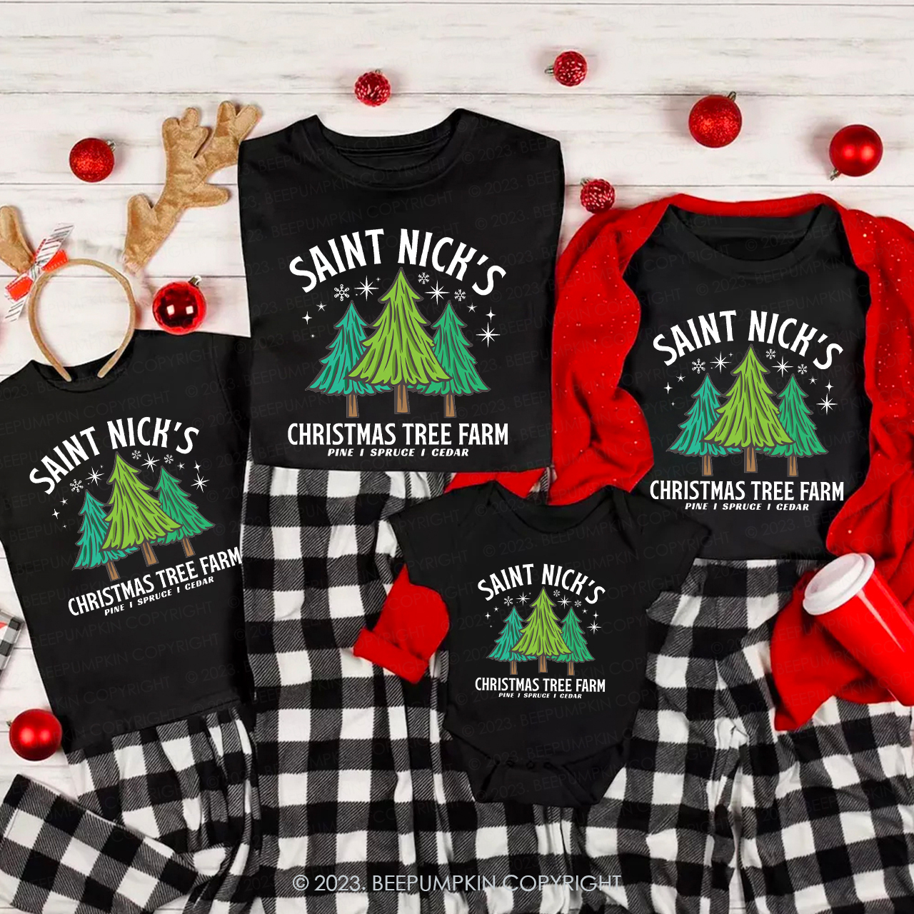 Saint Nick‘s Christmas Tree Farm Matching Tees For Family Beepumpkin