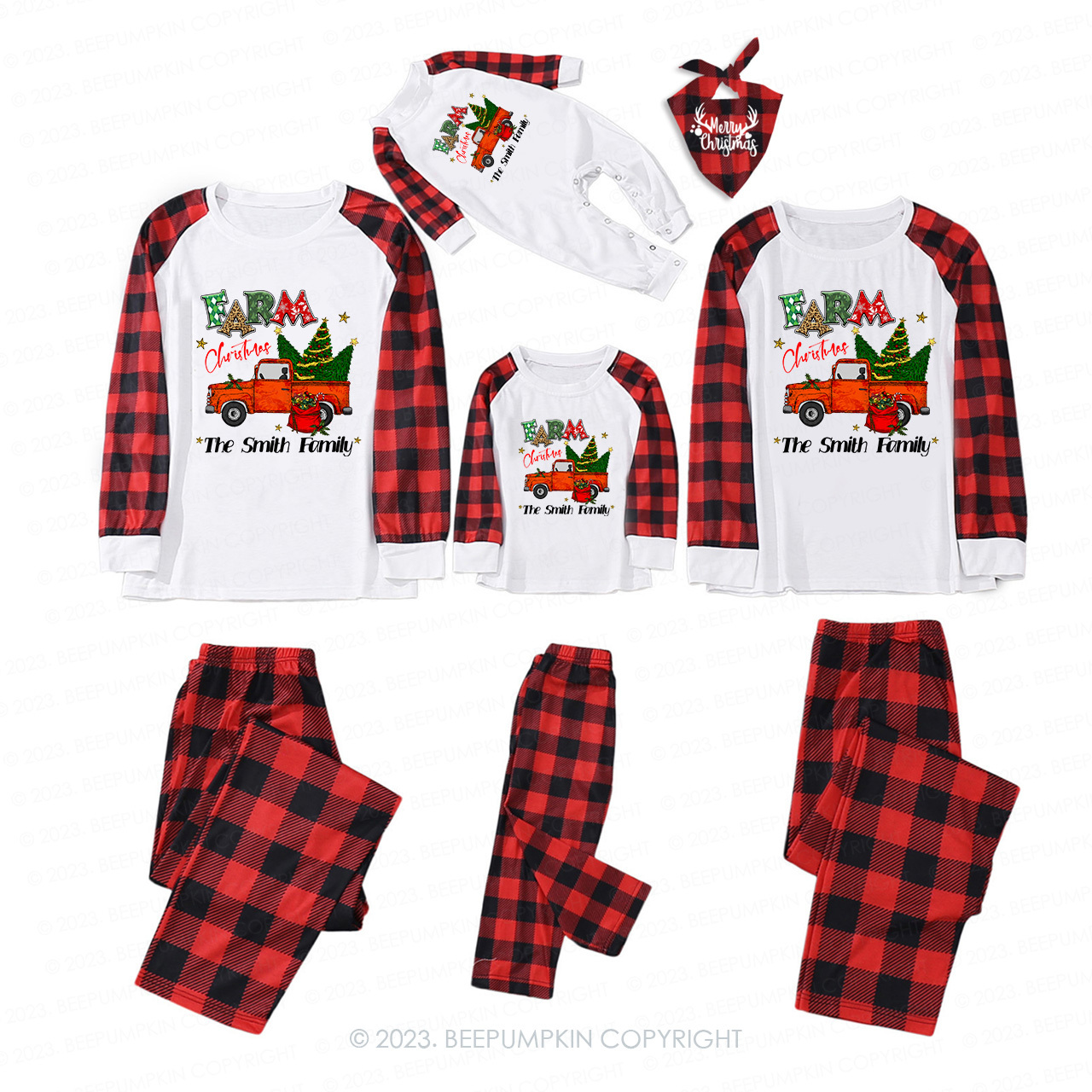 Personalized Farm Family Christmas Matching Pajamas For Family Beepumpkin