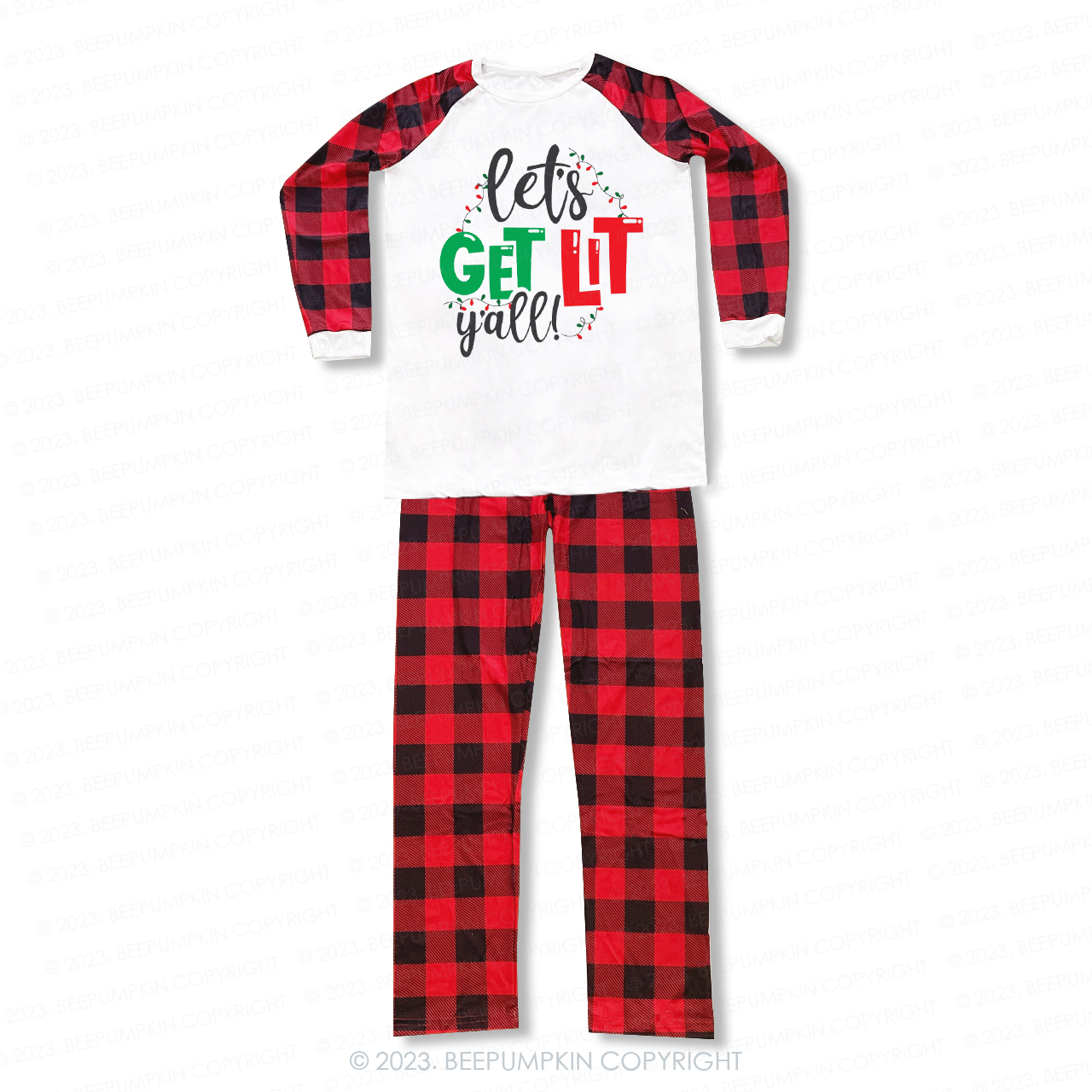 Let's Get Lit Christmas Matching Pajamas For Family Beepumpkin