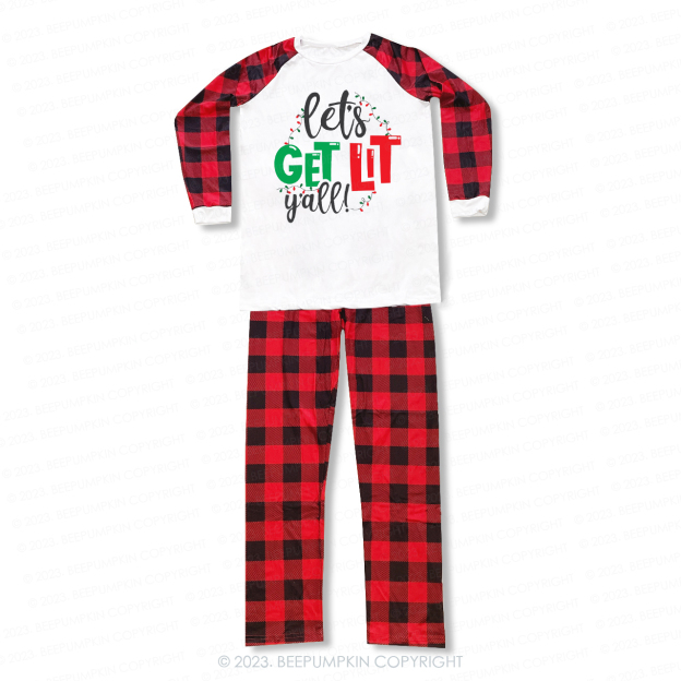 Let's Get Lit Christmas Matching Pajamas For Family Beepumpkin