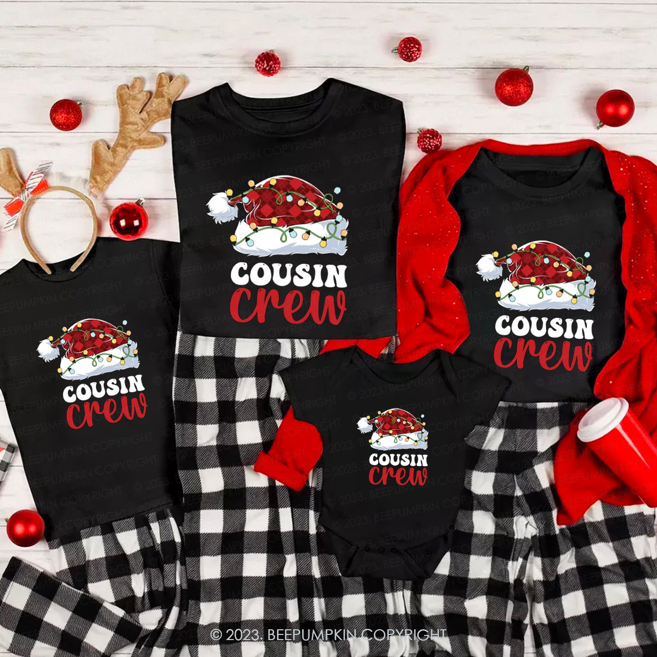 Cousin Crew Santa Claus Hat Matching Tees Beepumpkin