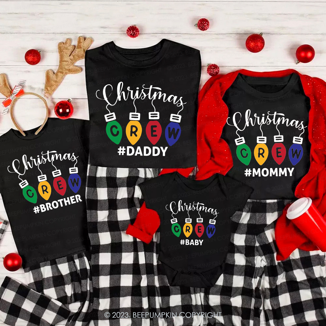 Personalized Christmas Crew Lights Family Matching Shirts Beepumpkin