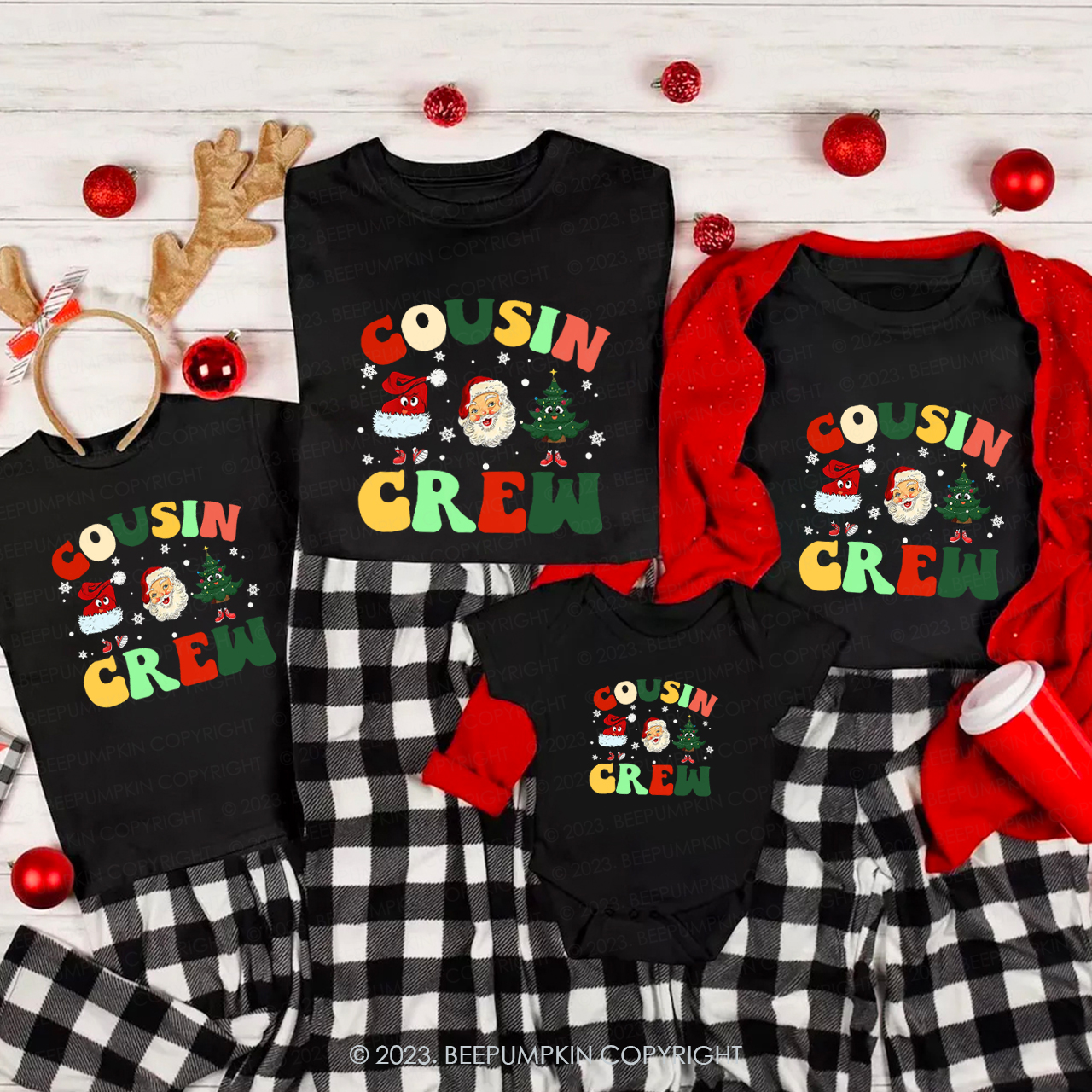 Cousin Crew Funny Christmas Family Matching T-Shirts Beepumpkin