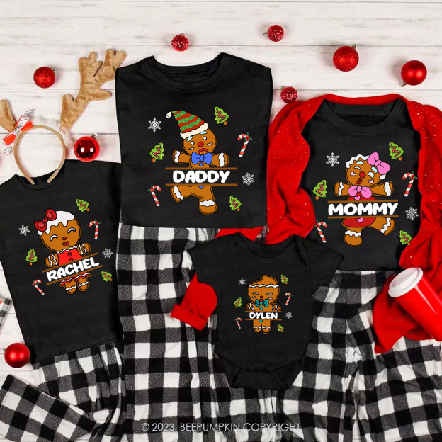 Christmas Gingerbread Man Family Matching T-Shirts Beepumpkin