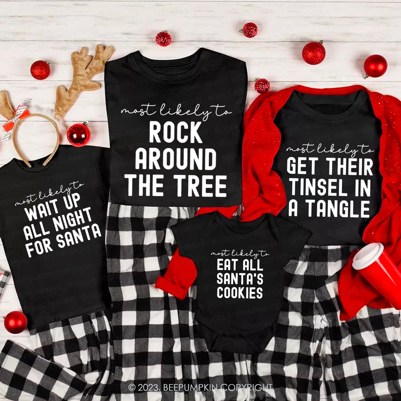 Family Christmas Shirts Most Likely To Funny Party T-shirts Beepumpkin