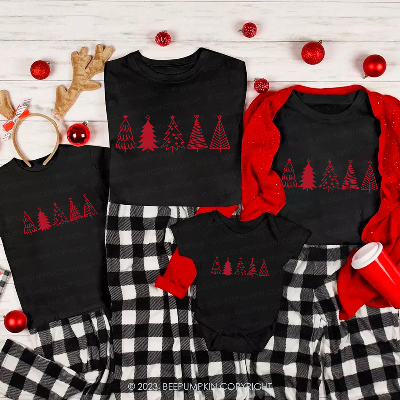 Merry Christmas Tree With Family Matching Tees Beepumpkin