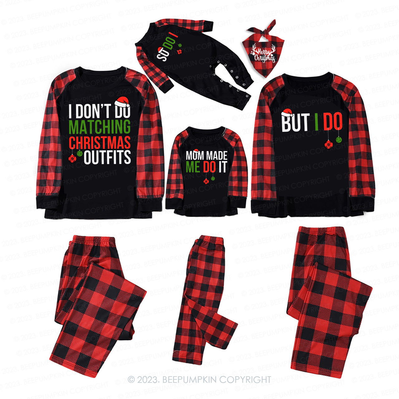 Personalized I Don't Do Funny Christmas Family Matching Pajamas Beepumpkin