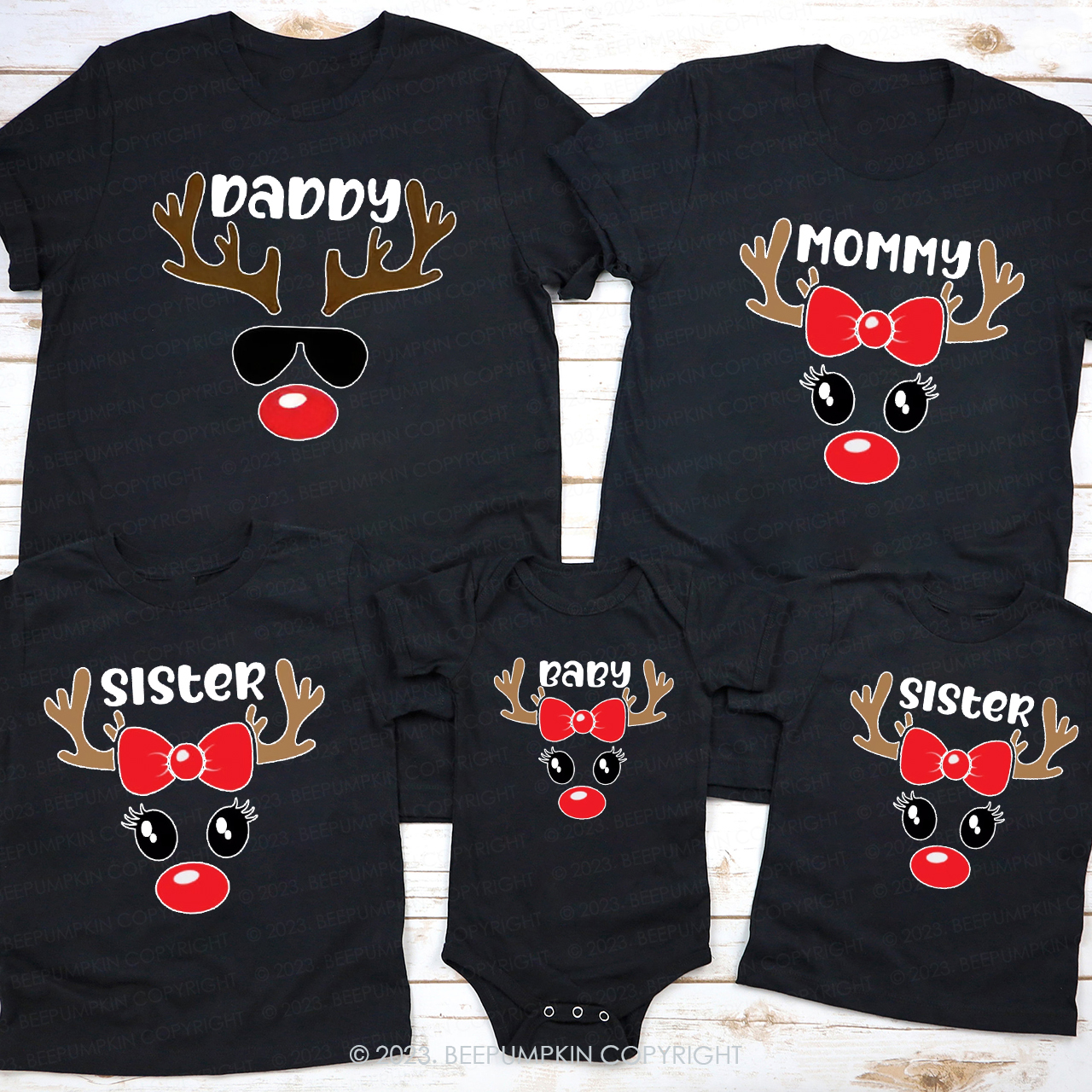Personalized Xmas Reindeer Family Matching Shirts