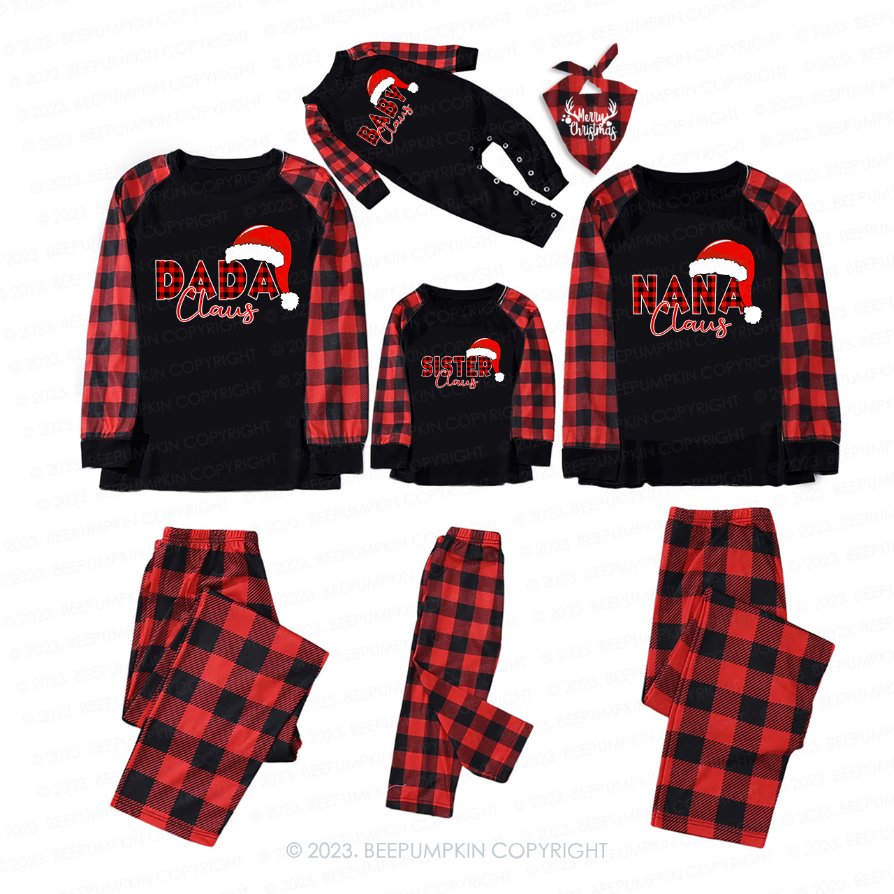 Personalized Plaid Claus Matching Family Pajamas