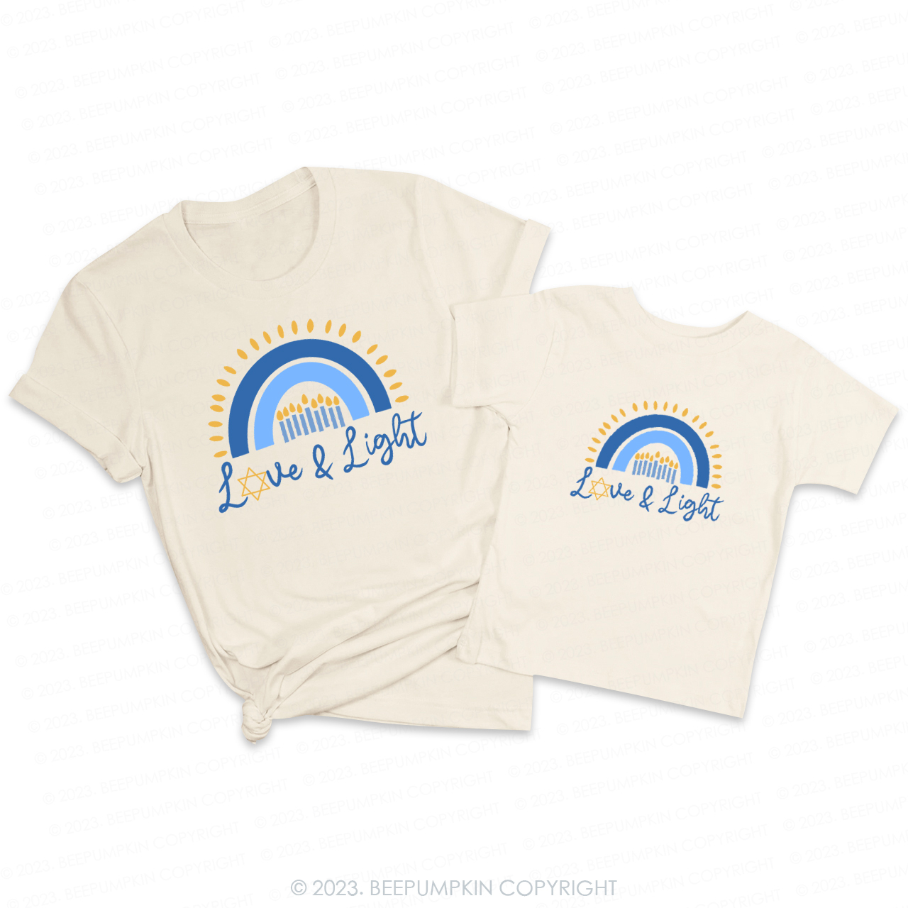 Love & Light Hanukkah Candlelight Rainbow Family T-Shirts Beepumpkin