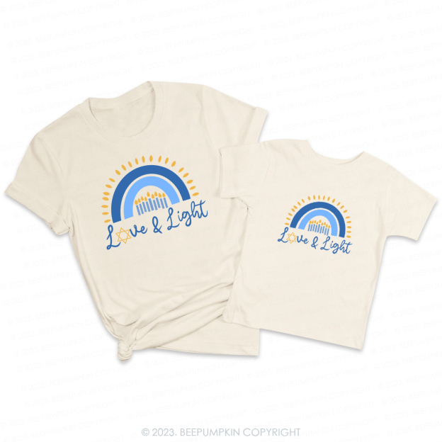 Love & Light Hanukkah Candlelight Rainbow Family T-Shirts Beepumpkin