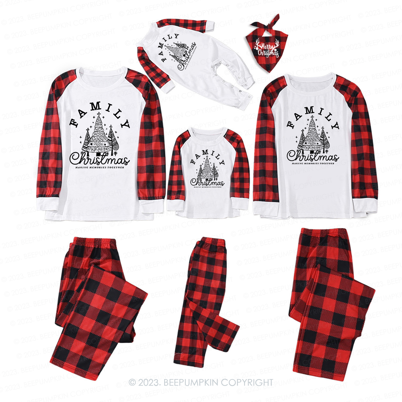 Family Christmas Tree Making Memories Together Matching Pajamas