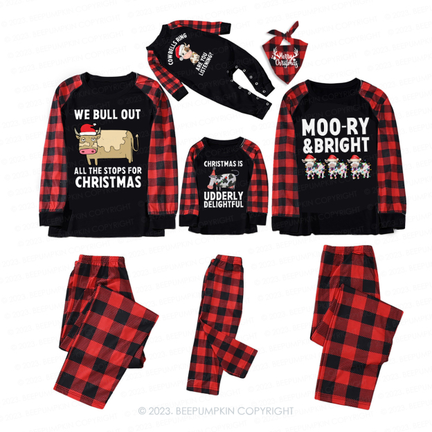 Funny Matching Family Cow Farm Christmas Pajamas