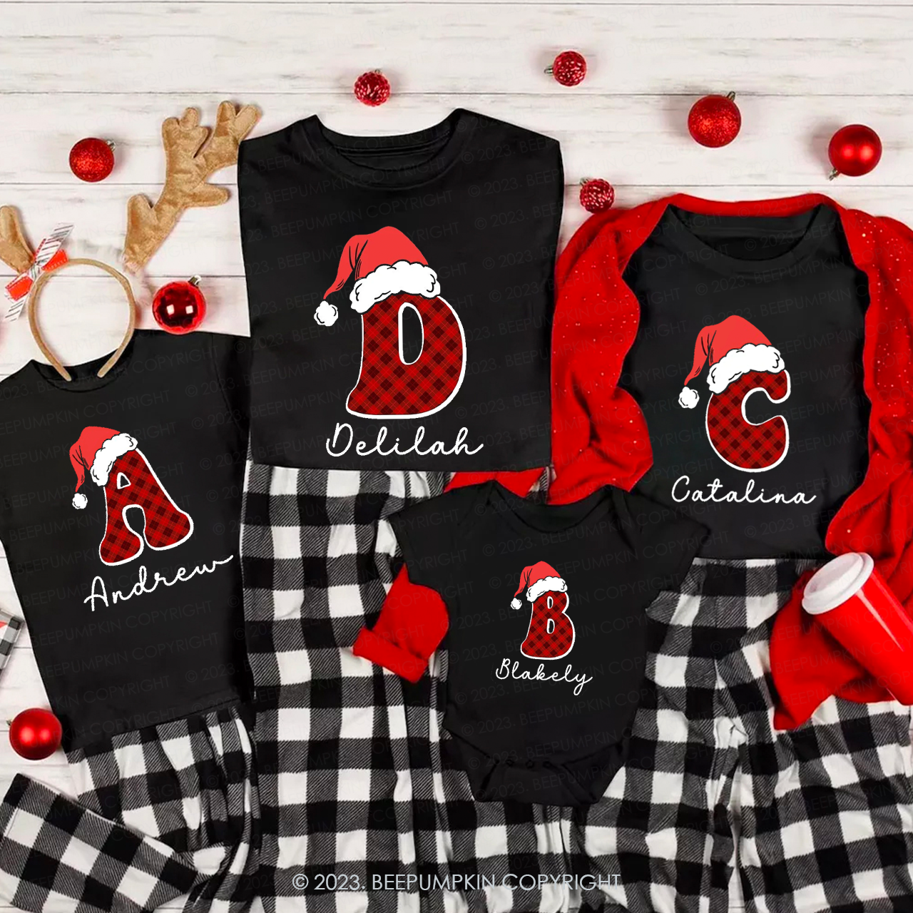 Personalized Monogrammed Christmas Family Shirt With Name